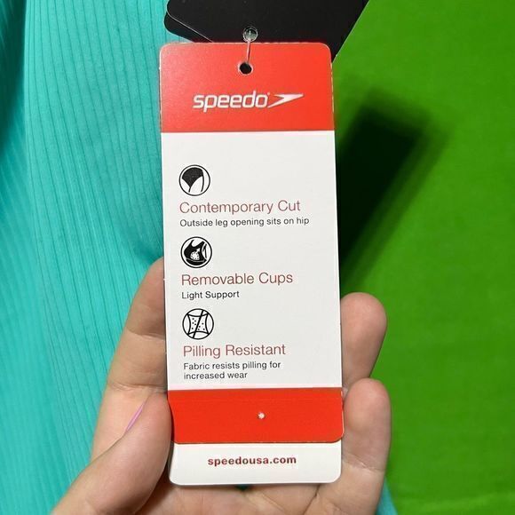 NWT Speedo Women's 8‎ Rib Logo One Piece Swimsuit Ceramic Blue Size 8 - Picture 8 of 9